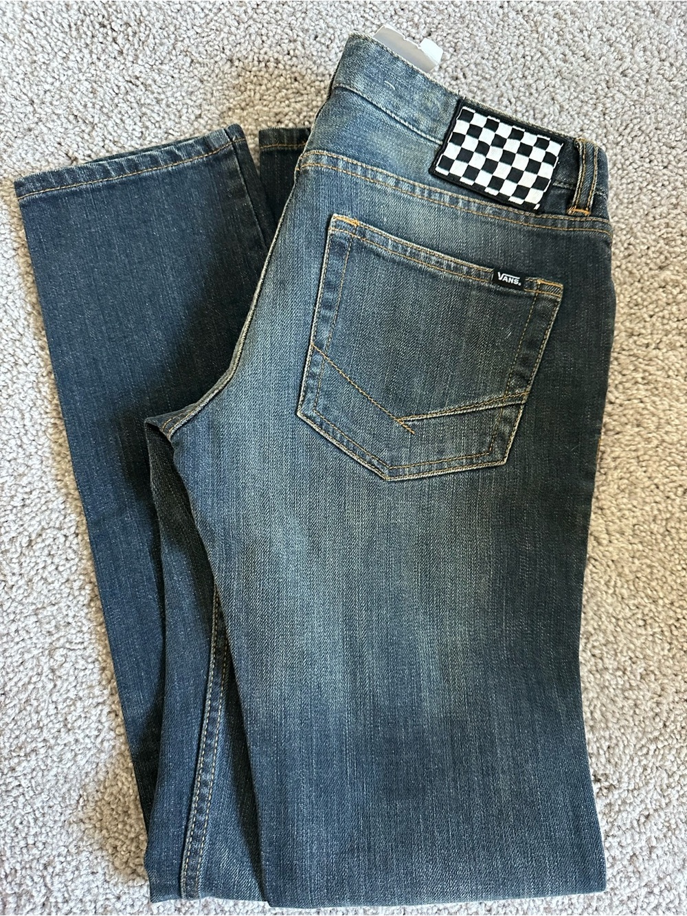 Vans Women Indigo Straight Jeans with Checker Patch